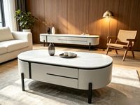 Table basse et table d'appoint de luxe en pierre frittée contemporaine, aspect bois, très vendue, pour la maison, l'appartement et le salon