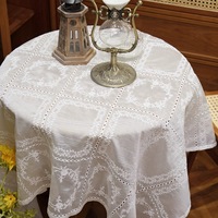 Nappe carrée personnalisable en polyester brodé floral tissé, style moderne français, petite, anti-poussière, avec chemin de table intégré