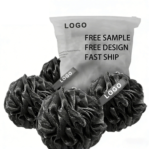 Esponja de baño grande de malla de carbón de bambú natural con logotipo personalizado, tipo lufa, bola, cepillos de baño, esponjas y exfoliantes a granel - Product Image 1