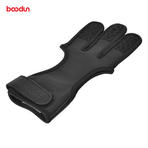 Baodun Three Finger Archery Glove Leather Black Unisex Outdoor <b>Shooting</b> Protection Smlxl - Product Image 5