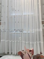 Voilage en organza jacquard tissé teint en fil, 100 % polyester, respirant, poids moyen, prix usine, pour salon
