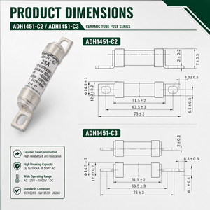 <span class=keywords><strong>Fusible</strong></span> thermique pour batterie de véhicule électrique 14x51mm, 5A à 60A, 500V, pack unique, liaison céramique pour la protection du circuit embarqué des véhicules électriques - Product Image 2