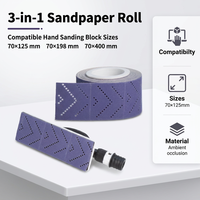 Rouleau de papier abrasif OEM 70mm*12M violet multi-trous à crochets et boucles pour polissage de peinture automobile, feuille abrasive en céramique d'alumine