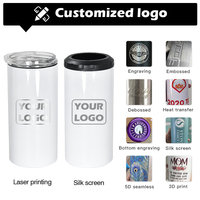 Vente en gros de porte-bière rond en acier inoxydable à double paroi isolé 4 en 1, 16 oz, sublimation vierge, refroidisseur de canettes avec ouvre-bouteille