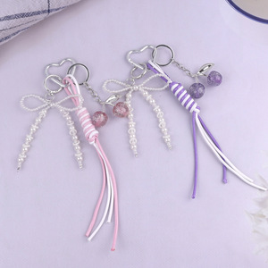 Llavero con Colgante de Cereza, Adorno para Bolso, Lazo de Perlas, Cuerda Trenzada, Llavero con Cereza, Lazo, Anillo para Llaves, Colgante, Joyerí<span class=keywords><strong>a</strong></span> - Product Image 6