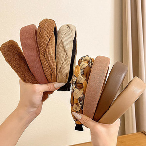 Maillard Women <b>Headband</b> <b>Fabric</b> Solid Color Multifunction Daily Use High Top Hair Accessory Autumn Winter Style - Product Image 1