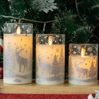 Nouvel ensemble de bougies LED de Noël 2026 style renne scintillant, en verre scintillant, pour décoration de table et de fenêtre de Noël, cadeau de fêtes, prix de gros