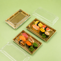 Assiette à sushi rectangulaire en plastique coréen personnalisée avec logo OEM pour la cuisson, la restauration, les plats à emporter, les contenants à sushi