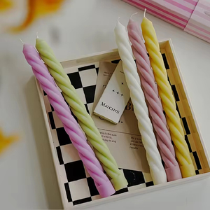 Home Decor Wedding Table Birthday Soy Wax Decorative Spiral Aroma <b>Candles</b> Long Frameless White Scented <b>Taper</b> <b>Candles</b> Sets - Product Image 4