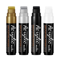 Marqueur permanent acrylique 15 mm, or, argent, blanc, noir, imperméable, séchage rapide, pour affiches, graffitis, étudiants, peinture artistique