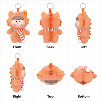 Zaves En gros Porte-clés et sacs à main en peluche orange, motif mascotte animal à capuche, écologiques, durables, best-seller, adorable, doux, à rayures, avec personnage