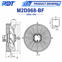 Ventilateur axial AC M2D068-BF d'origine, 400V, triphasé, 150W, 2800 tr/min, ventilateur de refroidissement industriel en métal, application pour machine CNC et moteur de broche