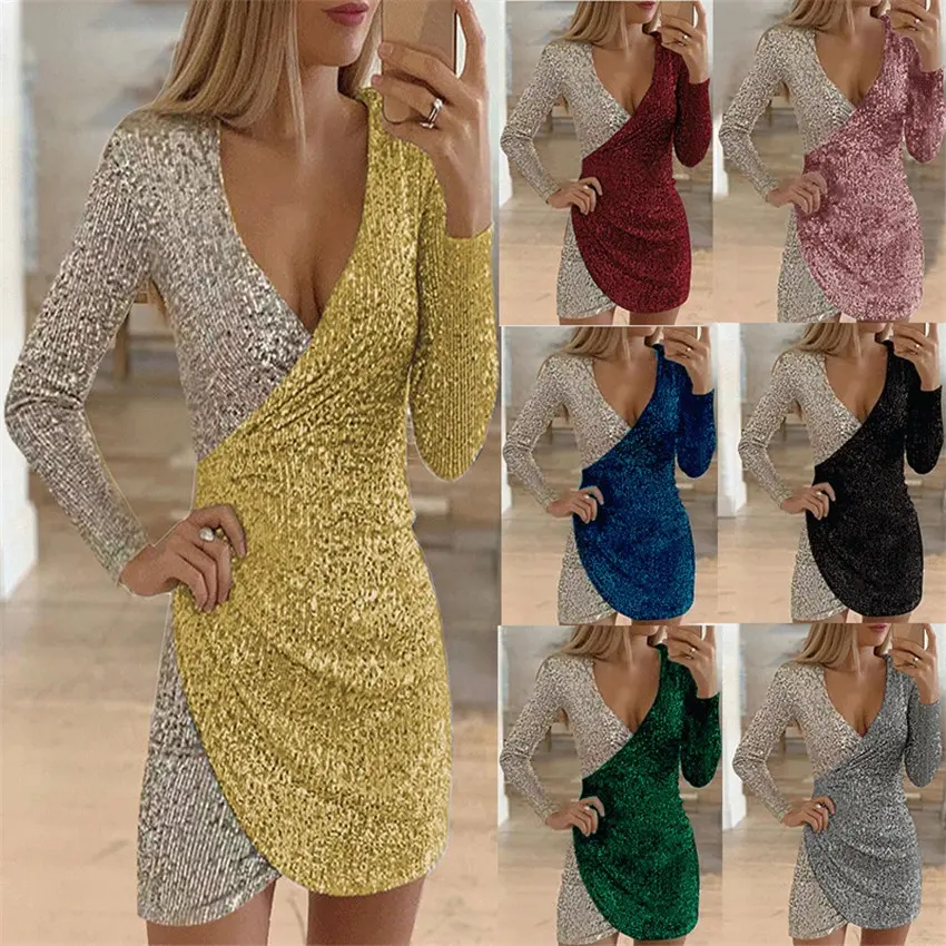 Custom Clothes High Quality Autumn Ladies Office Dress Long Sleeve V-neck Backless Sweater Dresses Women Clothing Knit Dress