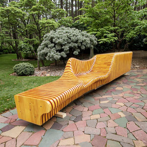 Özelleştirilmiş ahşap tezgah bahçe kentsel sokak mobilyası katı ahşap tasarım büyük dayanıklı açık sandalyeler ile arkalığı - Product Image 1