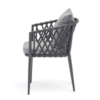 Ensemble de mobilier de patio moderne et portable pour extérieur, avec chaise de salle à manger empilable en aluminium et corde tressée, et coussin de bar de jardin