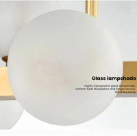 JYLIGHTING Lámpara de Araña Moderna Nórdica para Sala de Estar, Hotel, Restaurante, LED, Cobre, Bola de Cristal Mágica