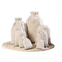 Sac de stockage agricole en coton et lin avec cordon de serrage, impression par transfert thermique, emballage de riz personnalisable pour la vente en gros