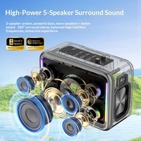 Enceinte de karaoké portable d'extérieur Bluetooth 5.3 80W avec subwoofer étanche, lumières LED et longue autonomie de la batterie