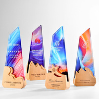 Trophée en cristal de quartz transparent en forme de montagne, nouveau design créatif, lettrage coloré gravé, logo personnalisé, trophée sur mesure