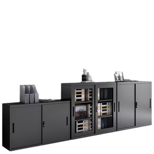 Black Filing Cabinet Thickened Sheet Metal Office Storage Cabinet With Glass Door Lockable For Document Archive And Organization - Product Image 5