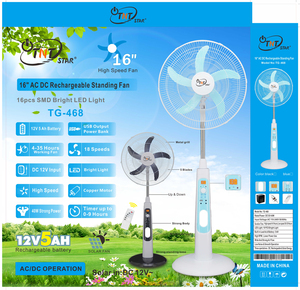 Tntstar TG-468 16 inch sạc mạnh mẽ lớn có thể sạc lại quạt điện với ánh sáng LED - Product Image 3
