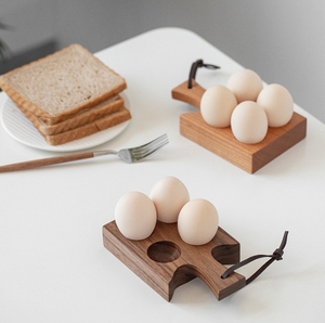 Soporte de huevos fijo seccionado de madera natural Bandeja de exhibición de bandeja de huevos de cocina de varios compartimentos - Product Image 6