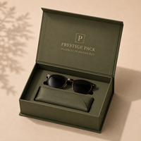 Boîte à lunettes magnétique de luxe sur mesure pour ensemble de lunettes de soleil, avec dorure à chaud, pelliculage mat, gaufrage et doublure en éponge – Étui rigide haut de gamme
