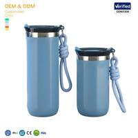 Tasse à café isotherme portable en acier inoxydable 304 à double paroi de 500 ml avec corde de transport et isolation thermique sous vide