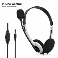 Écouteurs filaires 3,5 mm avec micro, contrôle du volume, étanchéité IPX-4, cordon de 1,2 m, son parfait 40 mm 20-20 kHz, casques pour appels téléphoniques, bureau