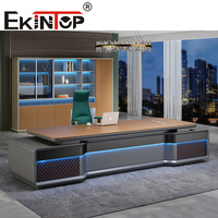 Ekintop Mobilier modulaire personnalisé de luxe pour la maison et le bureau Lumière LED Bureau d'ordinateur Bureau de travail avec lampe