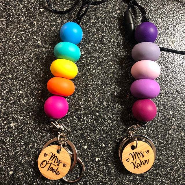 Teacher Lanyard Lovely Apple TEACH Lanyard Personalized Silicone Beads Boho Keyrings Gifts Image 2