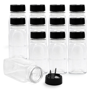 Pot à épices en PET transparent de qualité alimentaire avec couvercle à clapet pour assaisonnements, herbes, poivre, paillettes de piment – Vente en gros et approvisionnement en vrac - Product Image 1