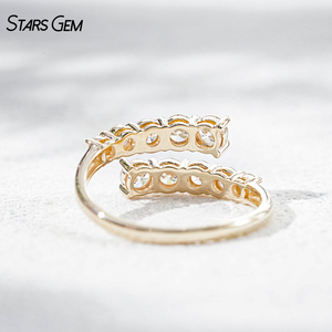 Anillo Abierto de Oro Sólido de 10K StarsGem con Diamante Cultivado en Laboratorio de 0.98CTW, Corte Brillante, Graduado, Chapado en Rodio, Unisex - Product Image 4