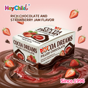 Caramelle all'ingrosso personalizzate con etichetta privata, marshmallow al cioccolato fondente con ripieno di marmellata di fragole, scatola morbida, dolci per bambini, OEM - Product Image 3