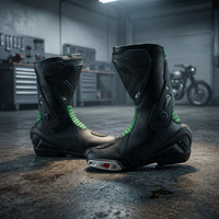 Bottes de moto en cuir noir Obexa OBB-04933, imperméables, respirantes, semelle en caoutchouc, toutes saisons, pour adultes