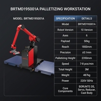 Estación de Trabajo Robótica de Paletización de 50 kg, 1800 mm, 6 Ejes, ±0.1 mm, Alta Resistencia, BRTMD195001A, para Empaque de Cajas, Bolsas, Alimentos, Bebidas y Productos Químicos