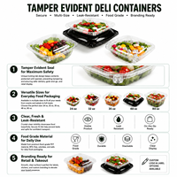 Verpakking van gerecycled PET-plastic met aangepast logo, manipulatiebeveiliging, voor detailhandel, voedselverpakking, wegwerpbaar, voor gesneden fruit, salade en delicatessen.
