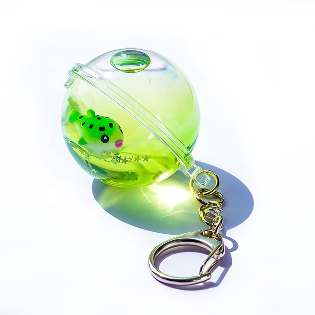 45mm Sphere Round Ball Liquid Water Confetti Bubble Aqua Floaty Fluid Floating Sea Animal Backpack Charm Pendant Keychain