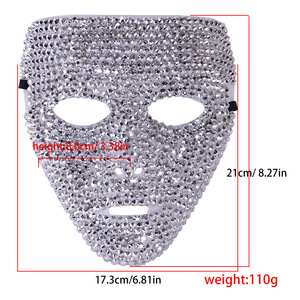 Máscara Facial de Plástico con Pedrería, Modelo MJ025, Estilo Kunishio, para Fiestas, Bailes, Conciertos, Halloween, Pascua, Carnaval - Product Image 3