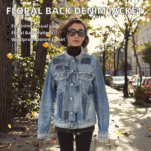 Veste en jean élégante pour femme, motif uni, teinture unie, manches longues, boutonnage frontal, look féminin pour un style décontracté et urbain - Product Image 2