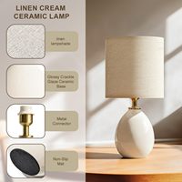 Steckbare Keramik-Tischlampe mit Stoffschirm, Nachttischlampe für Schlafzimmer, Wohnzimmer, Heimdekoration, Einzelhandel