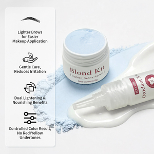 Kit éclaircissant pour <span class=keywords><strong>sourcils</strong></span> à action rapide, kit blond, crème éclaircissante professionnelle pour <span class=keywords><strong>sourcils</strong></span>, pour des <span class=keywords><strong>sourcils</strong></span> naturellement dorés et brun thé au lait - Product Image 3