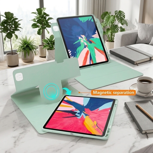 Detachable Magnetic Protective PU Acrylic Tablet Folio Case for iPad 7/8/9 Gen Air3 Pro 10.5 Kindle 25x20