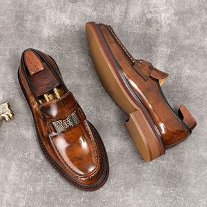 High-end Genuine Leather Trendy Men's Loafers with Thick Sole Casual and High-quality Oxford Style Men's Leather Shoes - Product Image 1