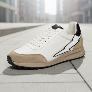 Sneakers pour hommes de qualité supérieure fabriquées au Portugal, motif éclair, en cuir véritable, confortables pour la marche quotidienne en extérieur - Product Image 4