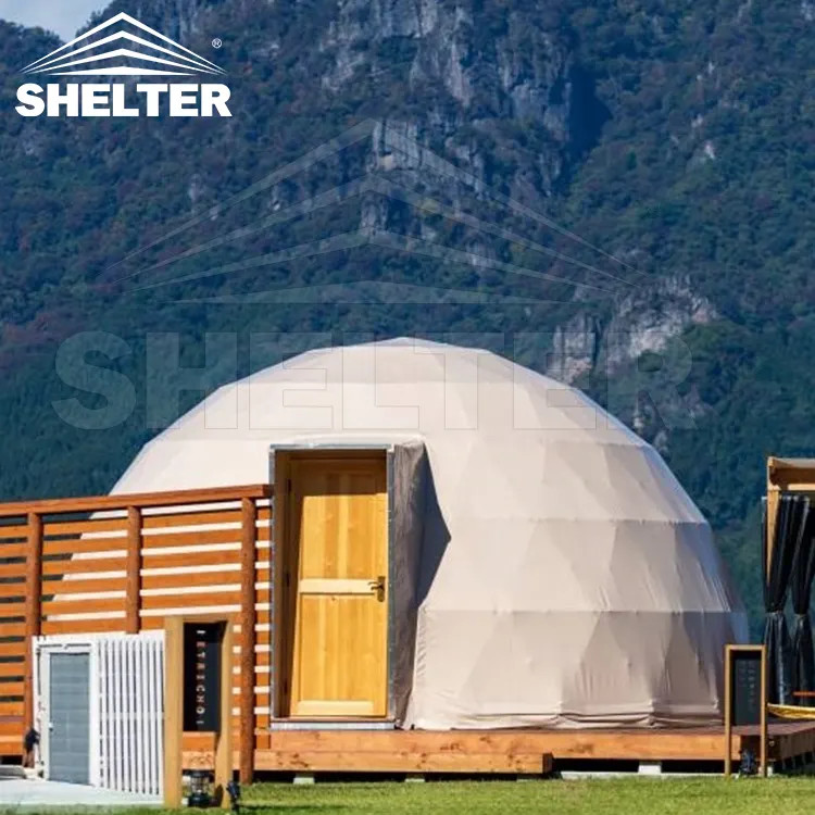 6M 8M 10M 12M Tente A Balesกลางแจ้งIglooโรงแรมบ้านเต็นท์สวนPVC Glamping Geodesicโดมเต็นท์