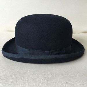 High Quality Wool Felt Hat Unisex Black Vintage 100 Wool Bowler Hat - Product Image 3