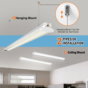 Super Bright 4ft 8ft Aluminum <b>LED</b> Strip <b>Tube</b> Light SMD2835 Chip Hanging and Surface Mount Linkable for Workshop Garage Shop - Product Image 3