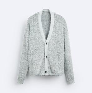 Customized Fashion Furry Knit <b>Cardigan</b> <b>Long</b> Sleeve Warm Men's Knit <b>Sweater</b> - Product Image 4