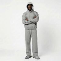 Ensemble 2 pièces personnalisé pour homme : Sweat à capuche et pantalon de survêtement large, couleur unie, bas ouvert, tenue décontractée
